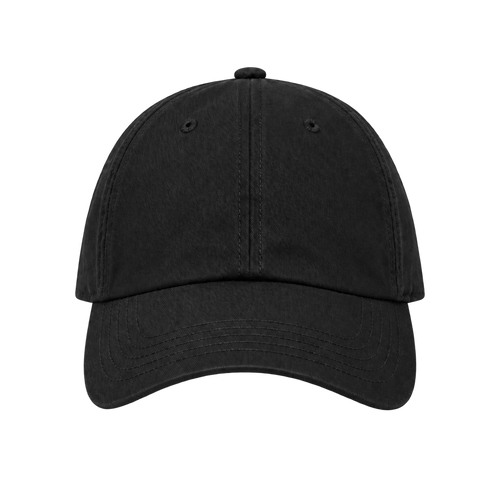 Blank black baseball cap on a pure white studio background