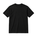 Blank black cotton crew-neck t-shirt on a pure white studio background