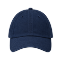 Blank navy blue baseball cap on a pure white studio background